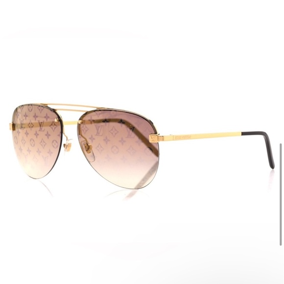 🧡Louis Vuitton Z1020W Gold Monogram Clockwise Sunglasses - Picture 1 of 14